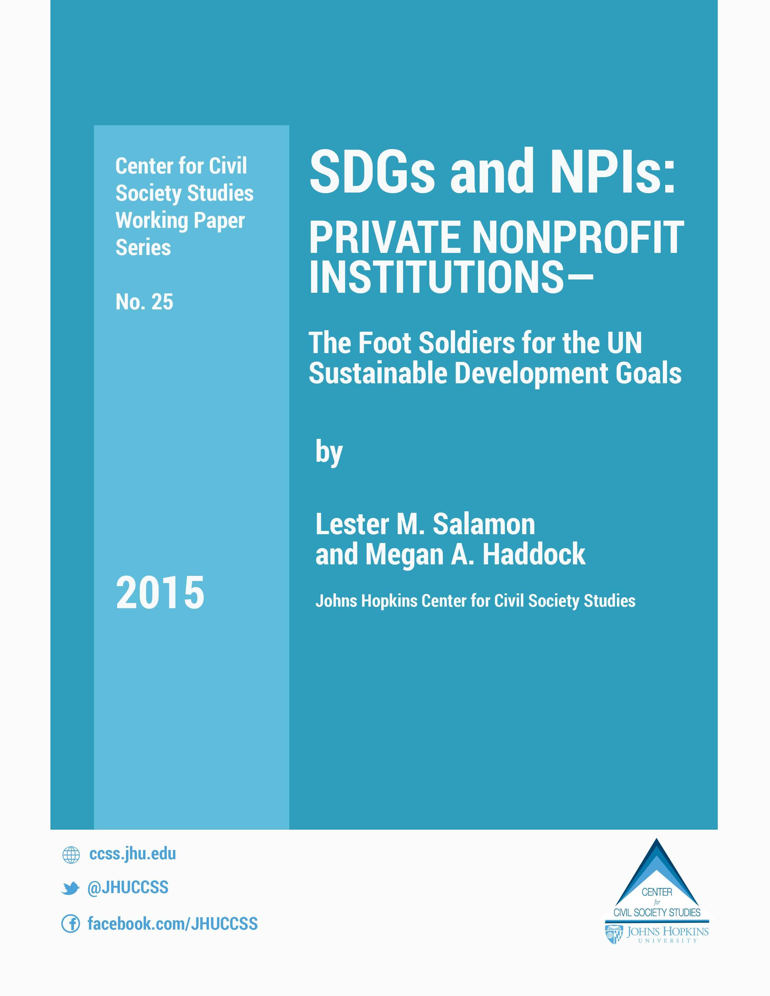 SDGs and NPIs: Private Nonprofit Institutions - The foot soldiers for the UN Sustainable Development Goals (2015)